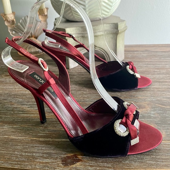 Sergio Rossi Burgundy Wine Sparkly Heels Women’s 39 - Picture 4 of 13